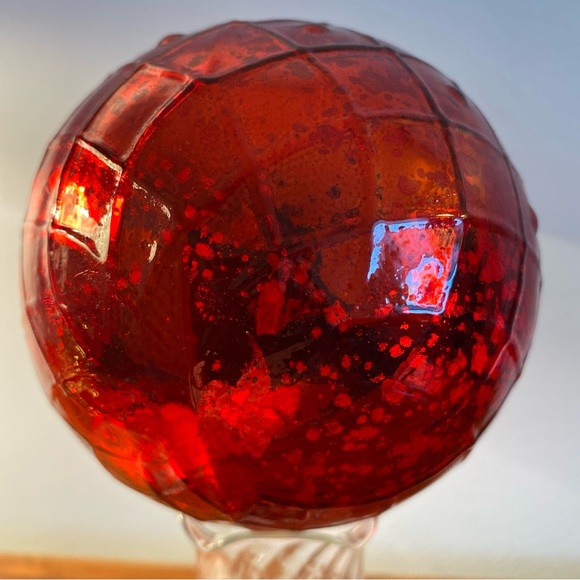 Antique Ruby Red Mercury Glass German Kugel Christmas Ornament Rare 134 Grams - Picture 5 of 9